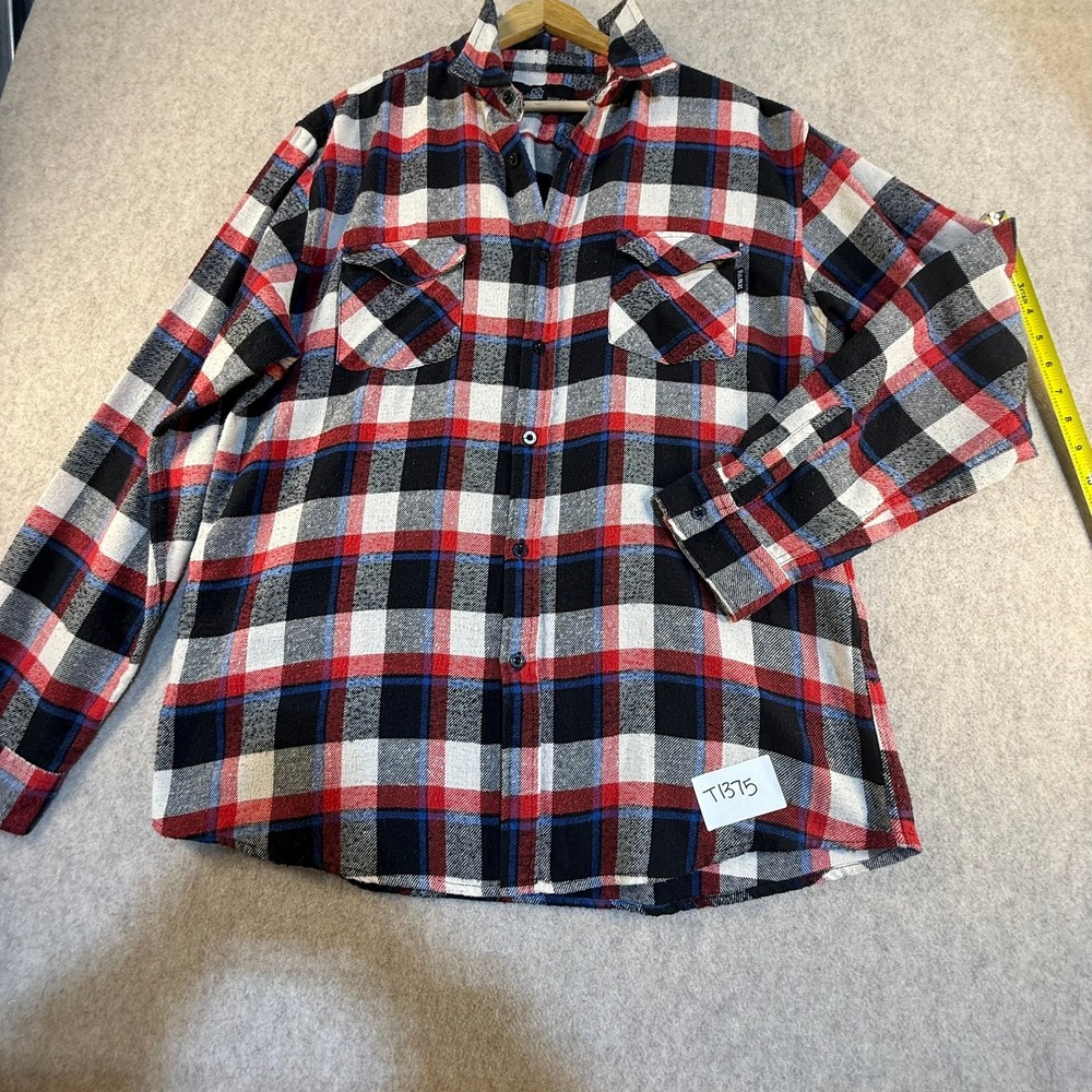 Molokai Surf Co Men XL Flannel Shirt Red White Black Plaid Long Sleeve Button Up